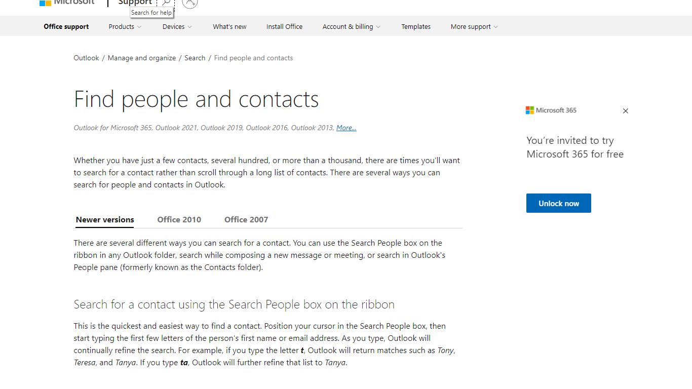 Find people and contacts - support.microsoft.com